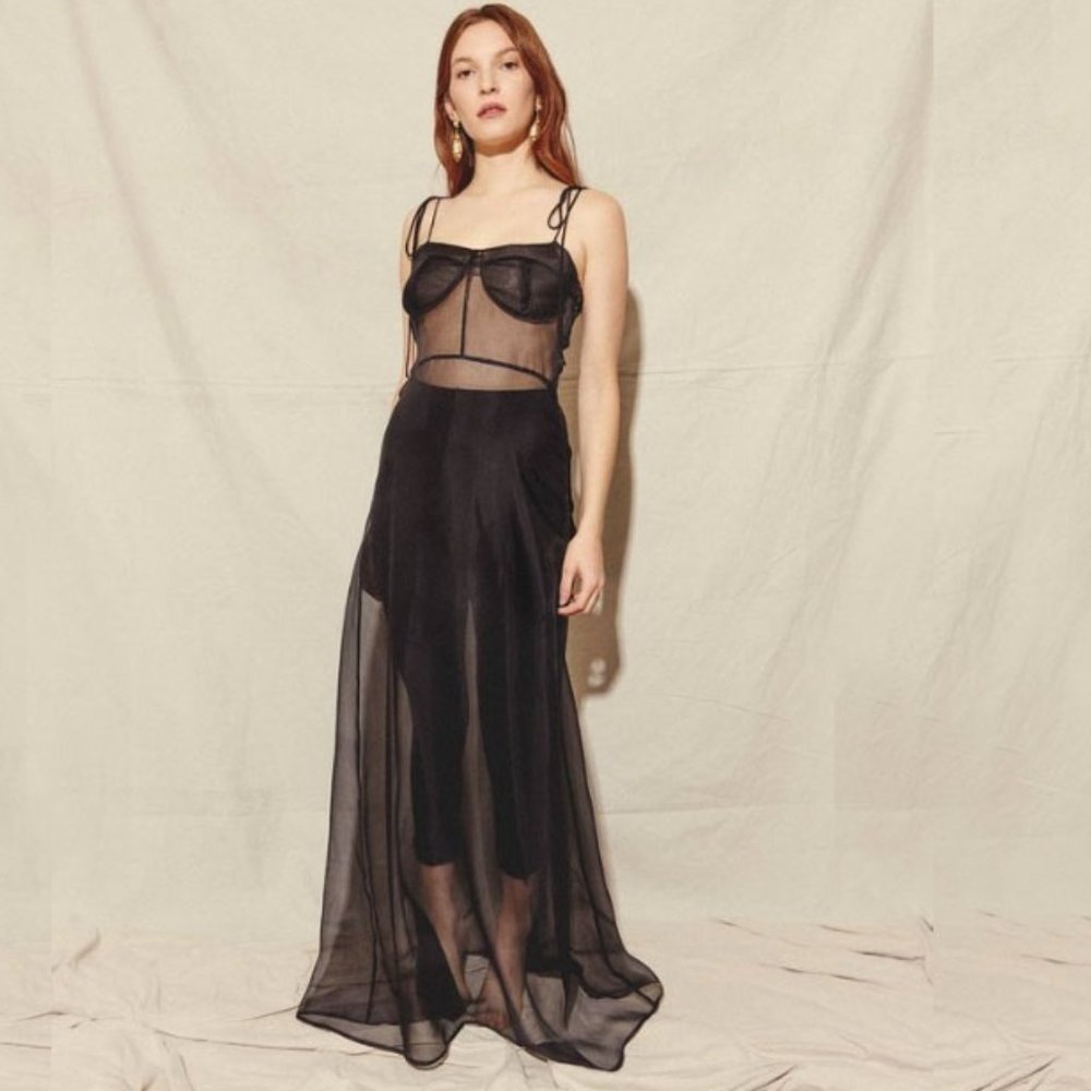 KAMPERETT Rae Silk Organza Black Dress NWT